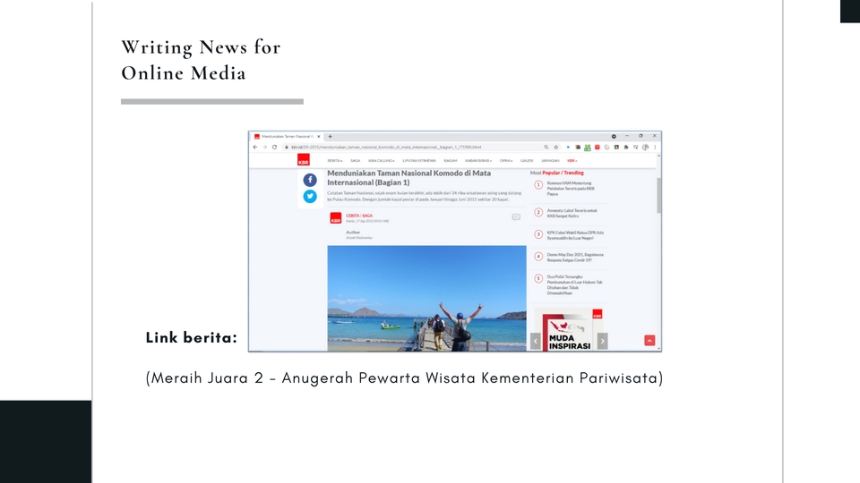 Jasa editing dan proofreading untuk konten online media dengan contoh hasil editing berita tentang wisata