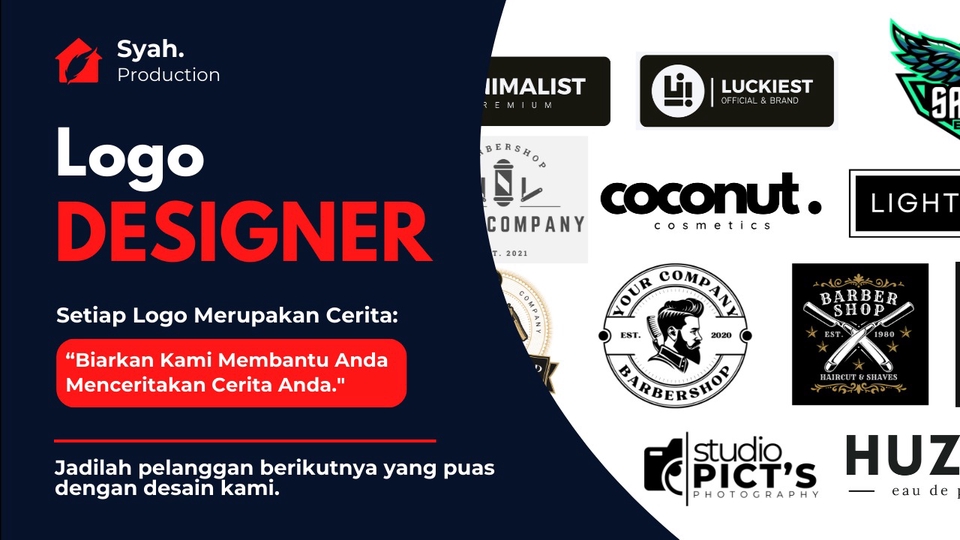Jasa desain logo profesional untuk perusahaan, komunitas, toko online, dan usaha kuliner.