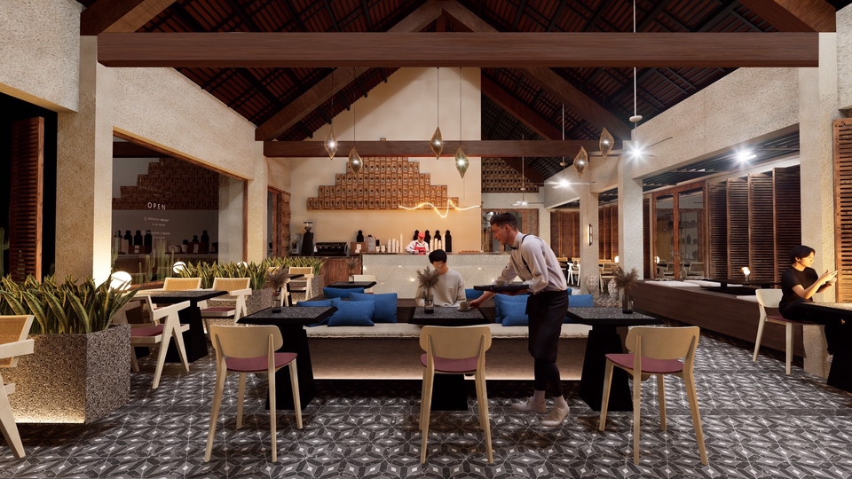 ออกแบบร้านกาแฟ3D perspective รับเรนเดอร์งานสวย