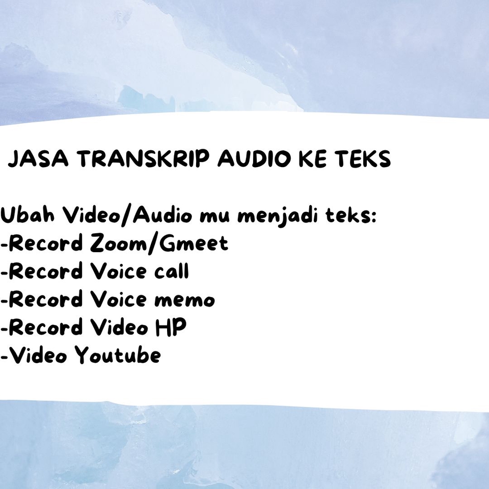Jasa pengetikan online, ketik video/audio Zoom/Gmeet, panggilan suara, memo, HP, YouTube ke teks.