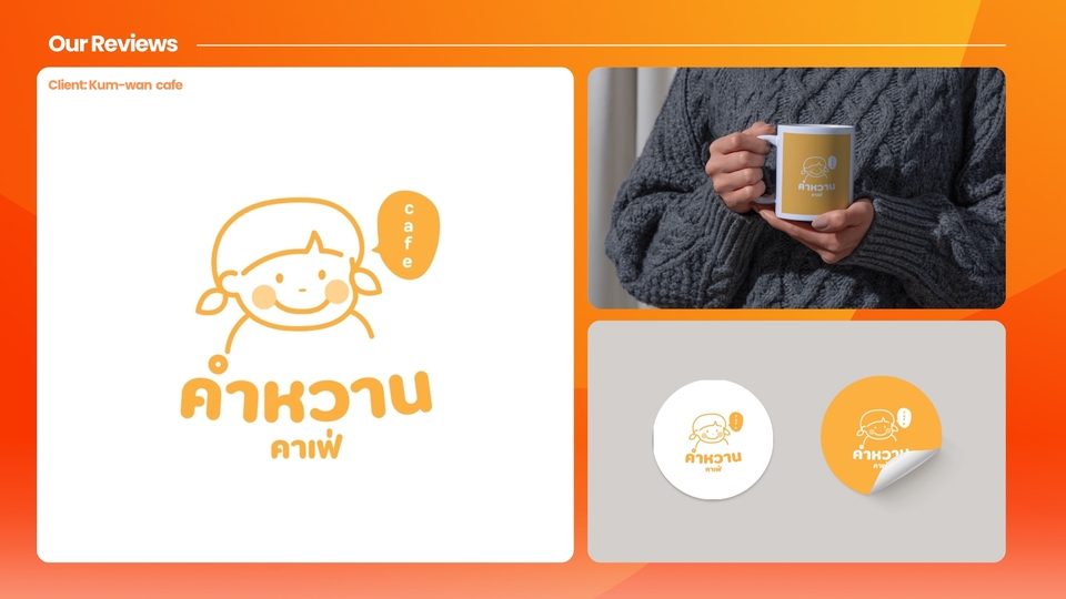 รับออกแบบโลโก้ ร้านกาแฟ คาเฟ่ น่ารัก สไตล์การ์ตูน ออกแบบ logo มินิมอล