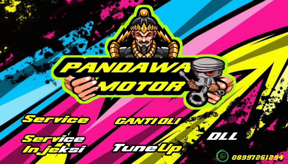 Jasa desain logo profesional Pandawa Motor dengan desain logo yang keren dan modern untuk usaha anda.