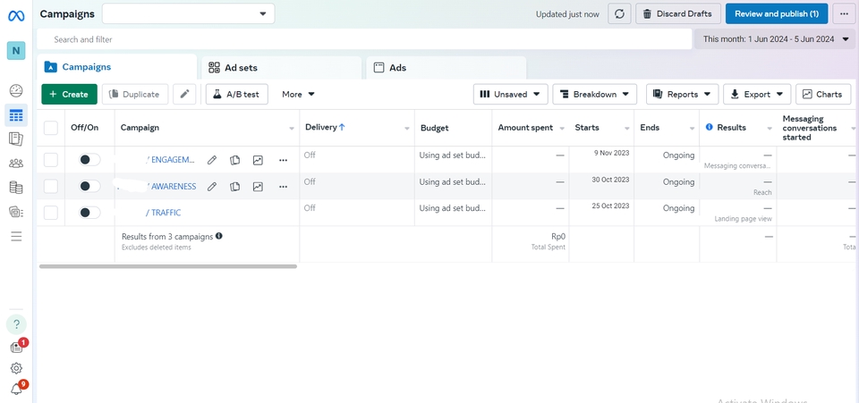 Jasa Iklan Facebook dan Instagram - Lihat data campaign digital marketing di dashboard.