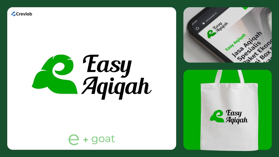 Jasa Desain Logo Easy Aqiqah, logo kambing, logo hijau, desain logo online