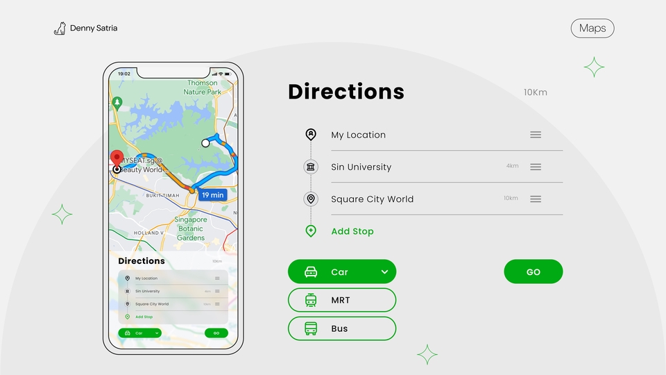 Desain antarmuka aplikasi mobile UI UX untuk navigasi dan rute perjalanan