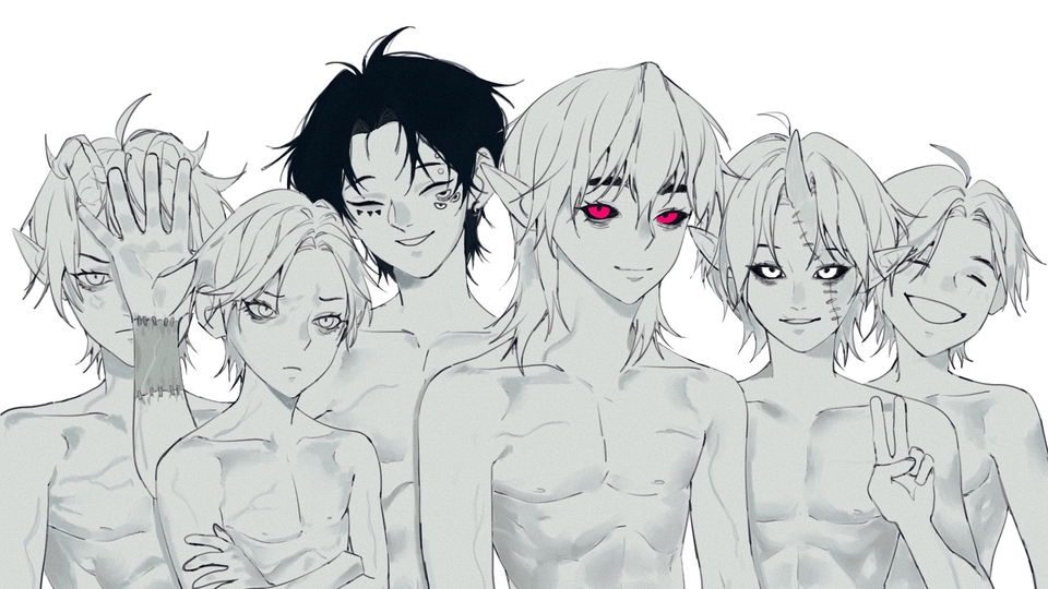 รับวาดรูปการ์ตูน 5 คน สไตล์ญี่ปุ่น