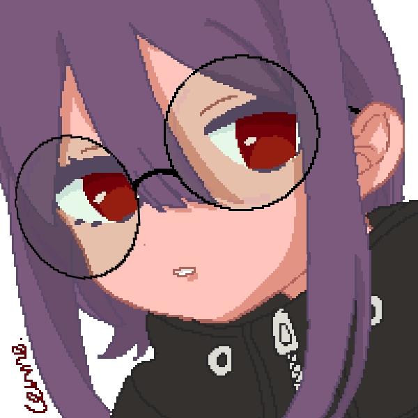 ภาพวาดเวกเตอร์ เด็กหญิงผมม่วงใส่แว่นตา