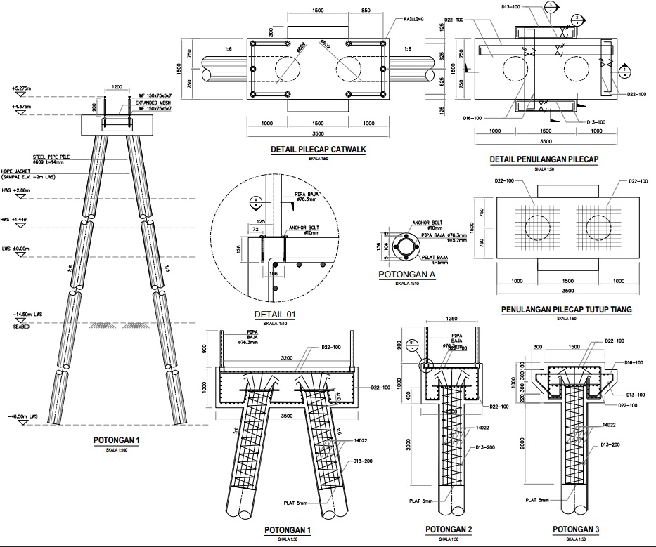 CAD Drawing - Jasa Gambar Dermaga Detail Engineering Design (DED) Jetty, Trestle, Container Yard dan Faspel - 10