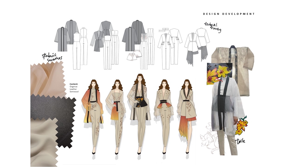 Ilustrasi desain karakter wanita untuk desain pakaian dengan konsep tradisional