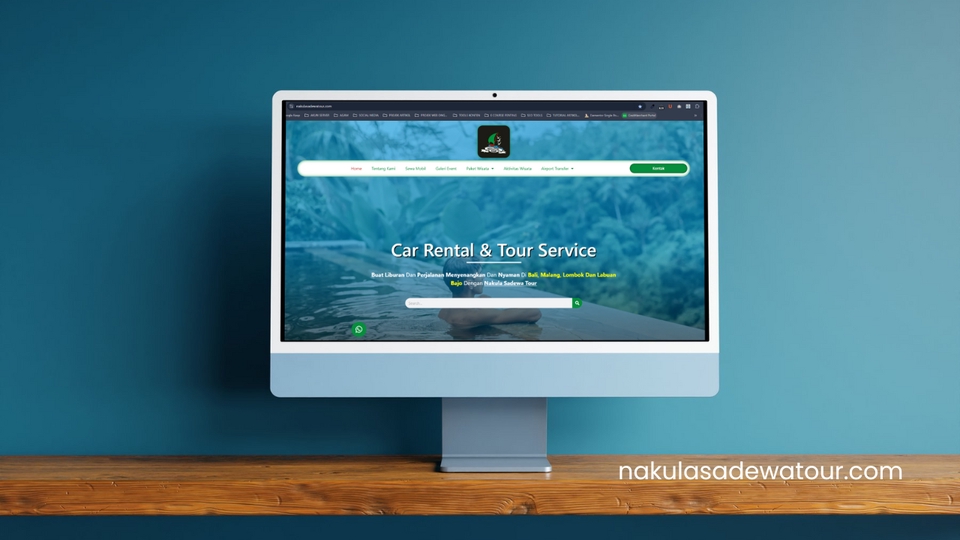 Jasa pembuatan website profesional untuk rental mobil dan jasa tour dengan desain responsive dan fitur SEO.