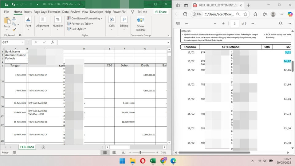 Jasa input data excel untuk data transaksi keuangan dengan format excel