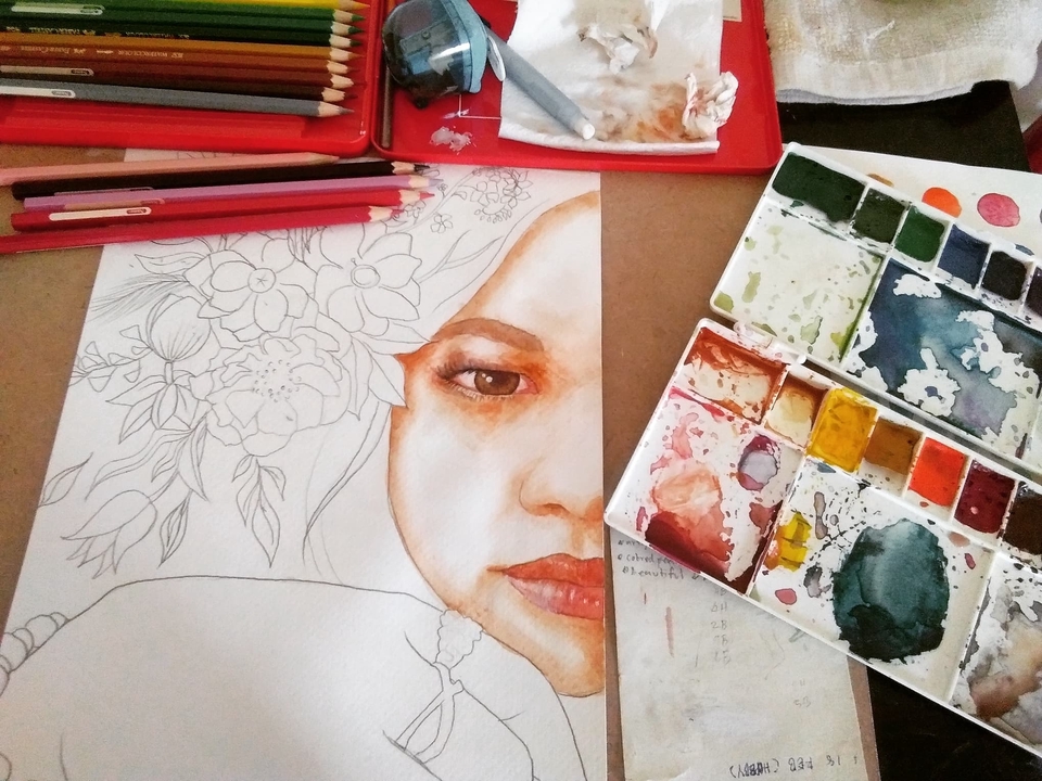 วาดภาพเหมือน Portrait - วาดภาพเหมือน Drawing ภาพวาดสีน้ำ  - 18