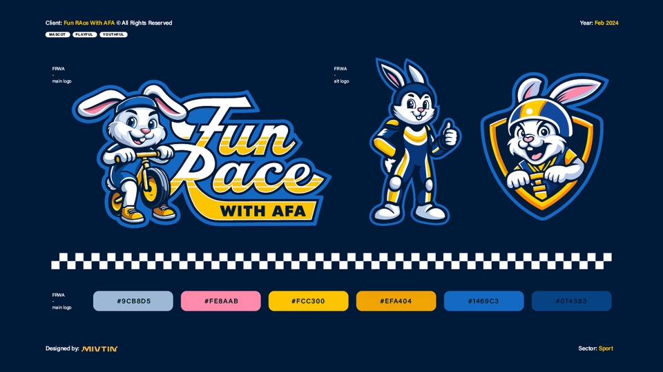 desain logo mascot kelinci untuk event balap sepeda pushbike. Style elegan dan dinamis