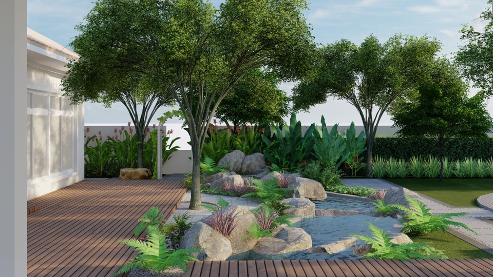 ออกแบบภูมิทัศน์และตกแต่งสวน - Render Exterior Landscape - 4