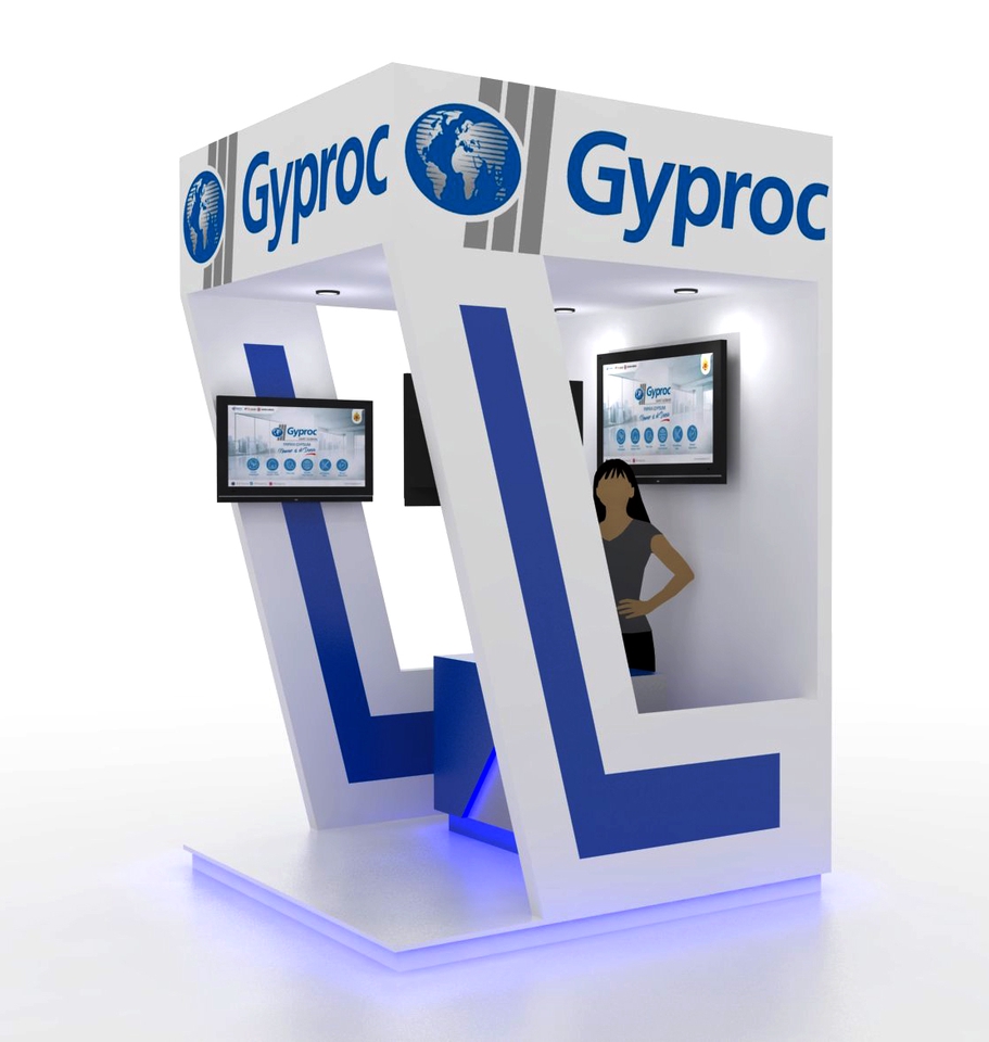 Desain Stand Pameran Minimalis untuk Gyproc, Jasa Desain Stand Pameran 3D