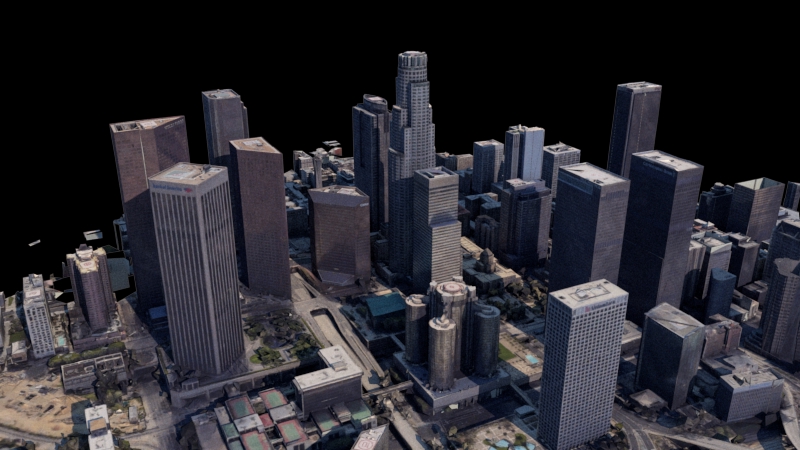 Jasa desain arsitektur 3d, model 3d gedung pencakar langit di kota.