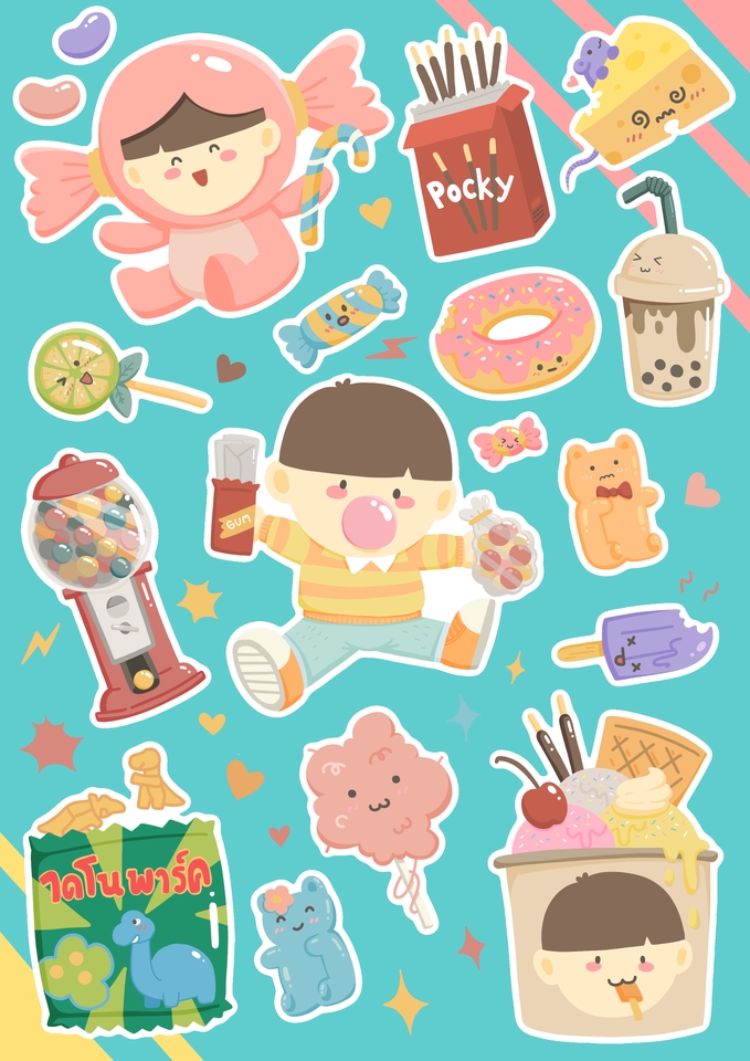 ออกแบบสติ๊กเกอร์ - ออกแบบ Sticker sheets, Sticker Dicut - 25