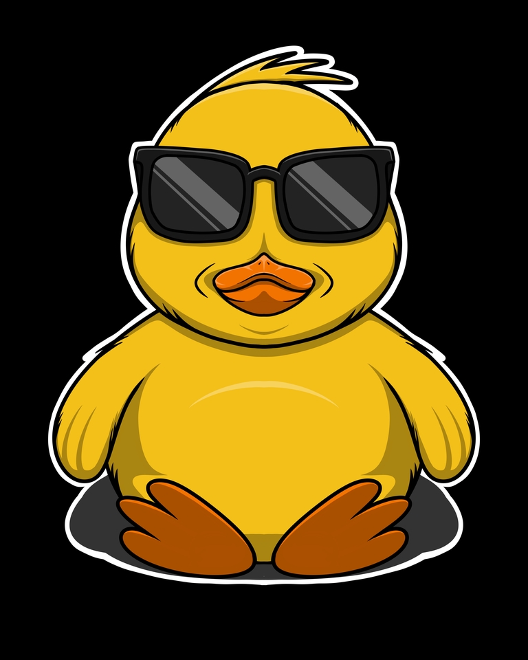 Desain karakter bebek kartun lucu dengan kacamata hitam untuk kebutuhan desain maskot.
