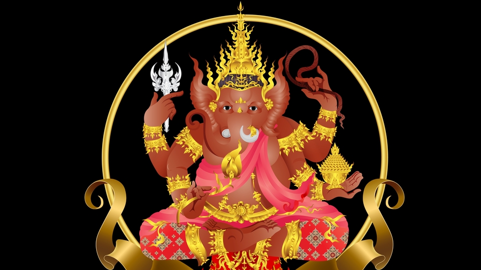 รับวาดรูป ภาพประกอบพระพิฆเนศ digital painting