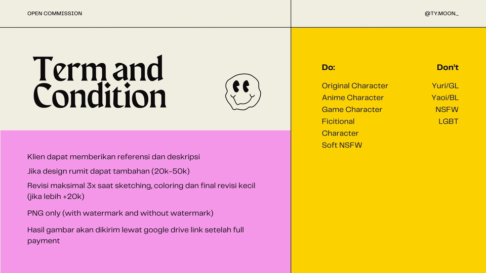 Jasa Desain Karakter - Daftar layanan dan ketentuan desain karakter.