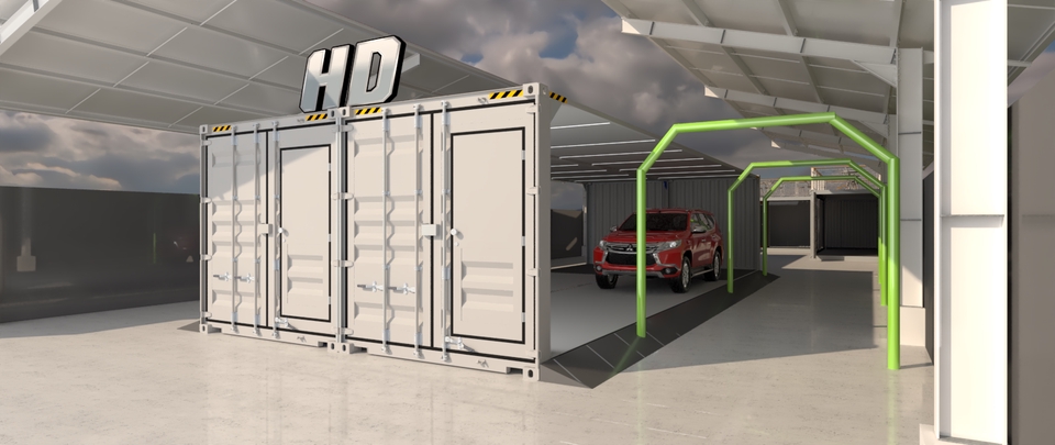 3D & Perspektif - Desain container,booth container,booth franchise, rangka container custom. - 3