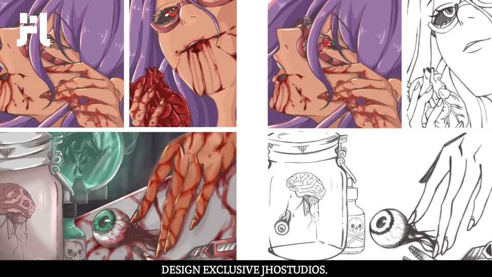 Jasa desain karakter monster kartun untuk game dan desain karakter fantasi.