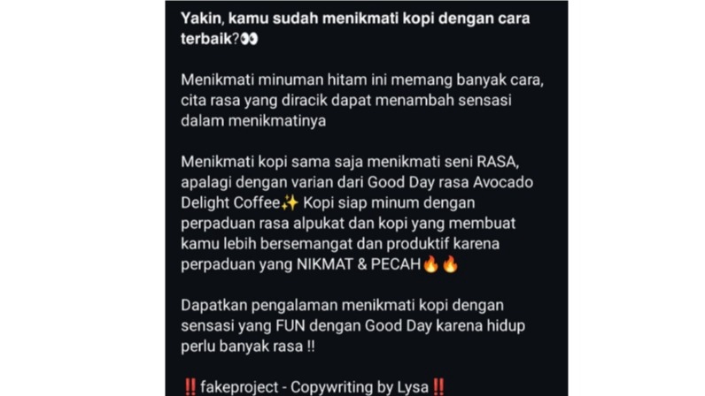 Jasa copywriting freelance profesional untuk meningkatkan brand awareness produk kopi