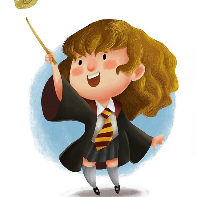 Ilustrasi kartun seorang gadis kecil memegang tongkat sihir, cocok untuk desain buku cerita anak, ilustrasi digital, dan media sosial.