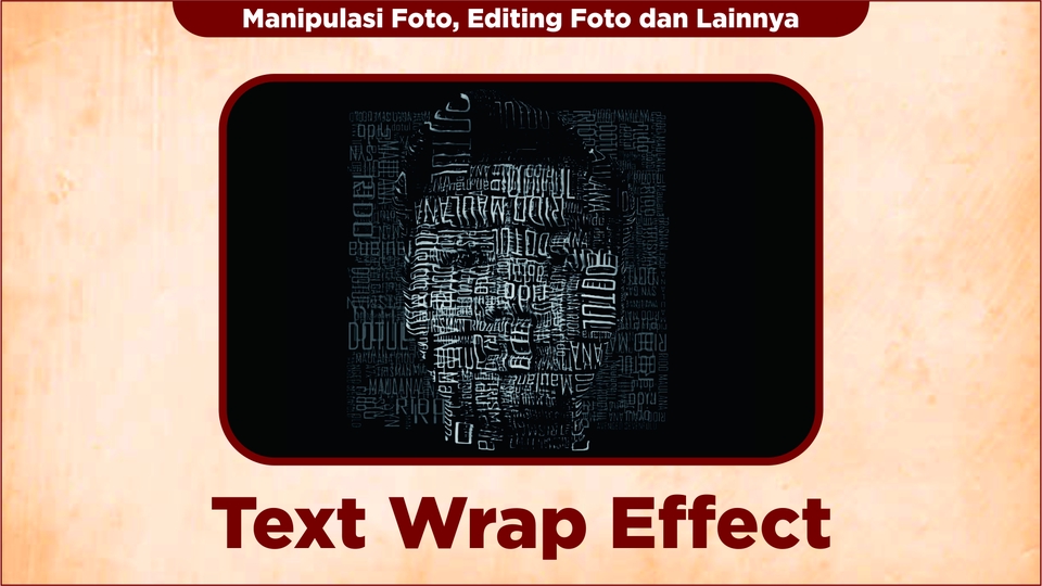 Jasa edit foto online, efek text wrap, edit foto profesional, photoshop, desain foto unik