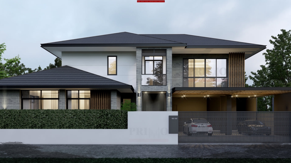 รับออกแบบบ้าน 2 ชั้น สไตล์โมเดิร์น พร้อมตกแต่งภายใน