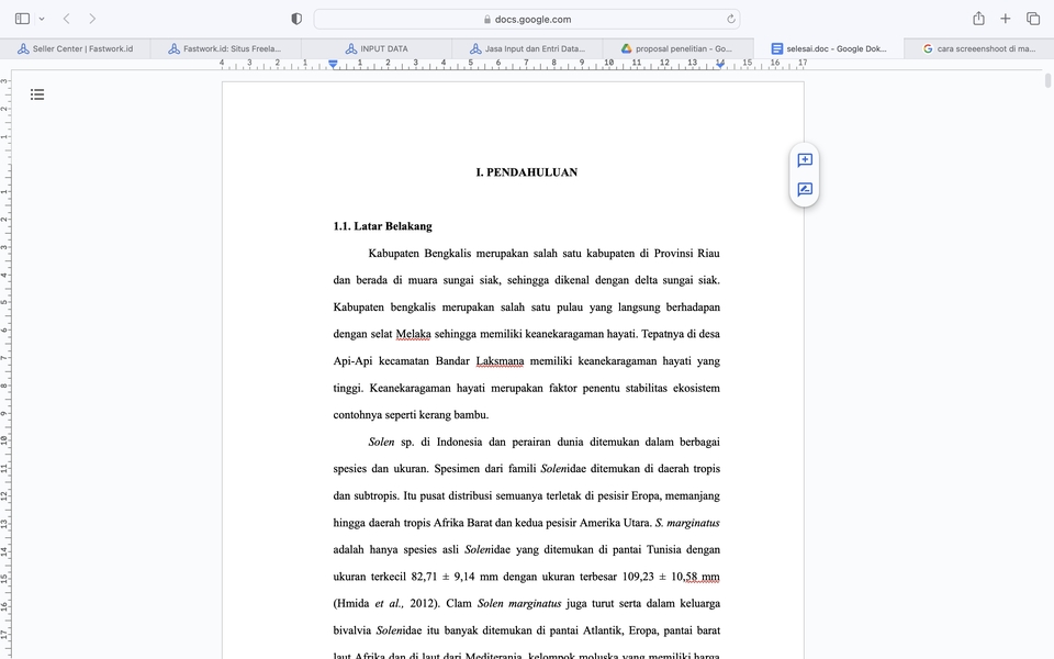 Jasa input data excel untuk penelitian biologi dengan data spesies