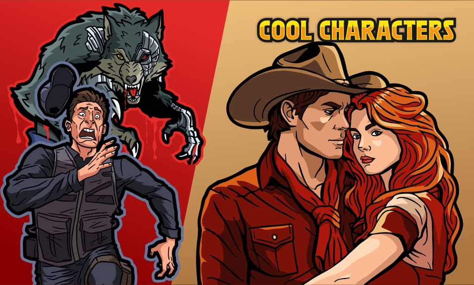 Jasa desain karakter kartun, pembuatan karakter vtuber, desain karakter game, dan desain maskot.