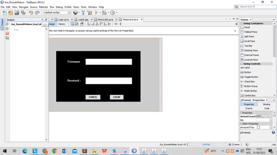 Netbeans graphical user interface (GUI) (Projek Kuliah)