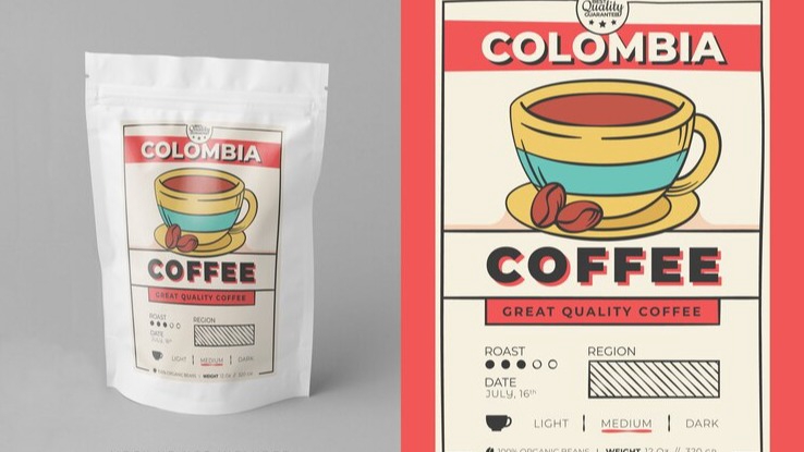 Desain Kemasan Kopi Dengan Label Unik Untuk Produk Makanan