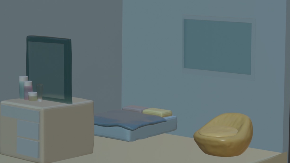รับทำโมเดล 3d ห้องนอน 3D model packshot แบบเรียบง่าย