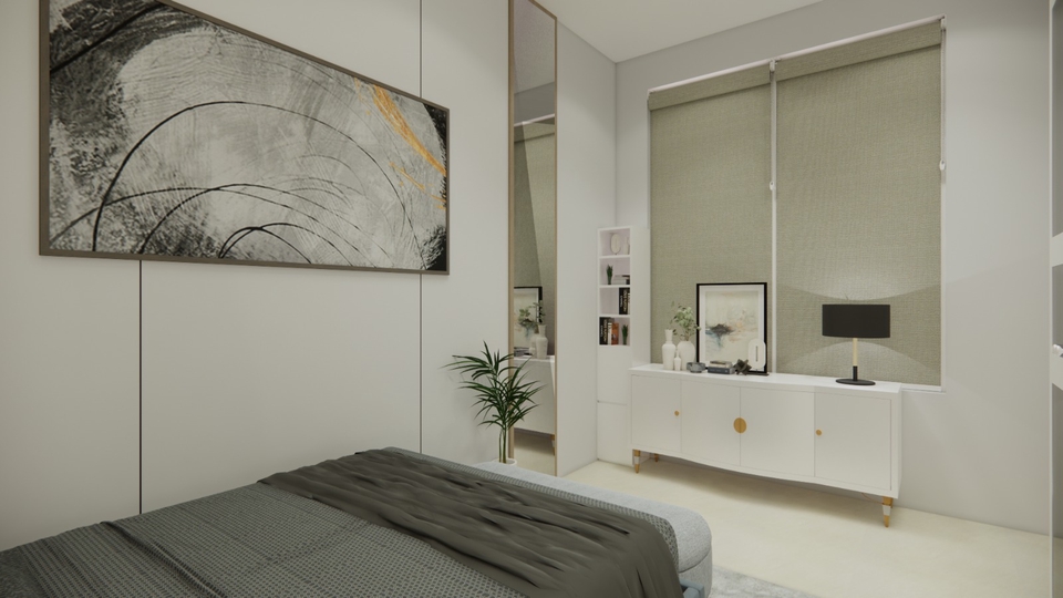 Jasa desain interior 3D untuk rumah minimalis dengan desain interior yang modern dan elegan.