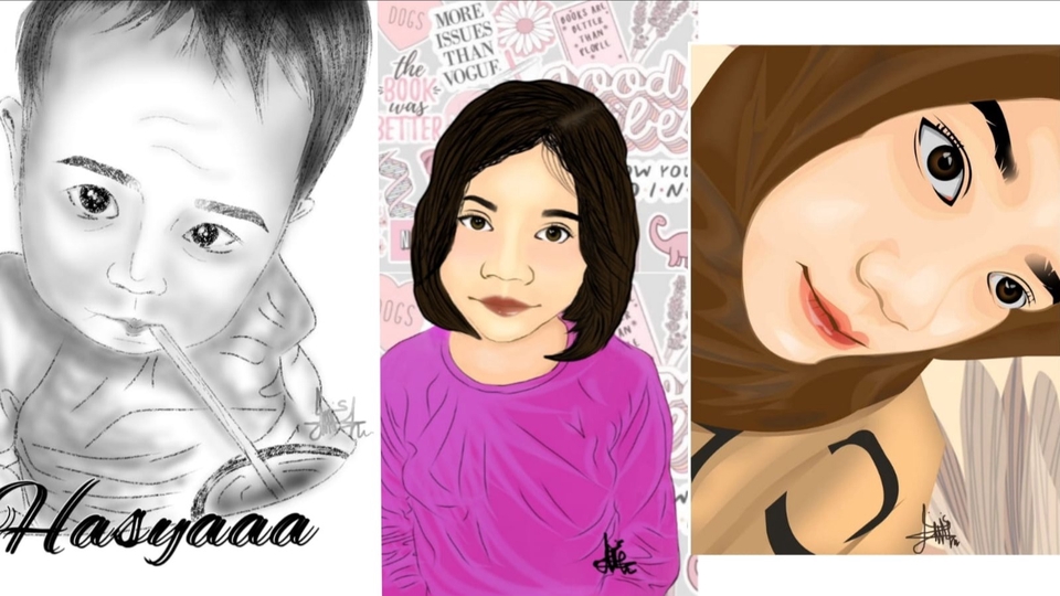 Gambar dan Ilustrasi - Jasa ilustrasi foto wajah_birthday gift_graduation_anniversary dll - 1