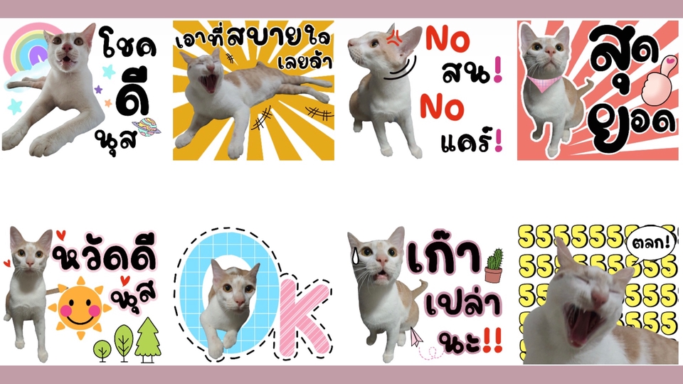 รับทำสติ๊กเกอร์ไลน์ สัตว์เลี้ยง น่ารัก สีสันสดใส