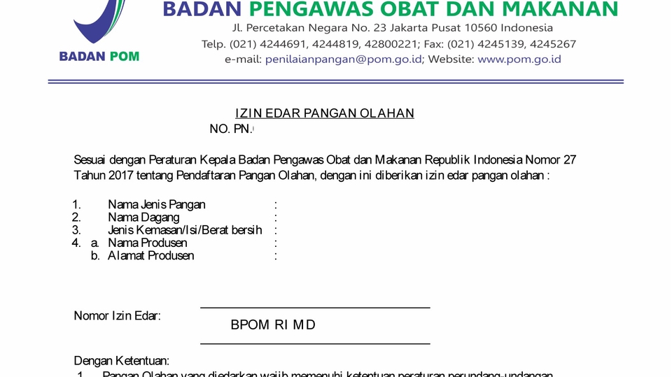 Jasa Pengurusan BPOM Profesional dan Terpercaya - Registrasi Izin Edar BPOM MD dan ML Pangan