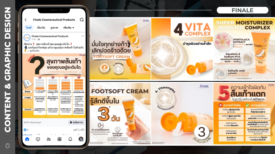 ออกแบบแบนเนอร์เฟสบุ๊ค โฆษณาครีมบำรุงผิวและครีมบำรุงเท้า Finale สวยงามดึงดูดลูกค้า
