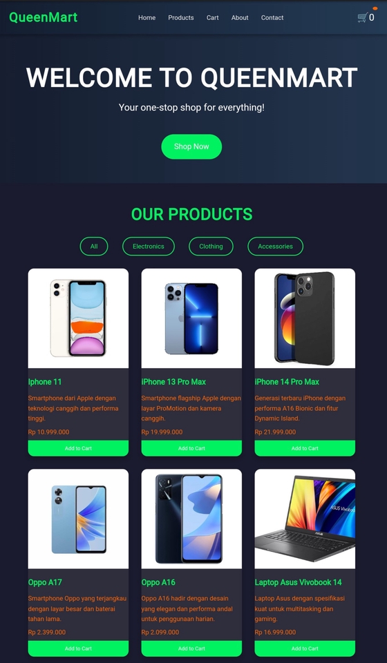 Jasa Pembuatan Website Ecommerce - QueenMart menyediakan layanan pembuatan website toko online profesional dan mudah digunakan dengan harga terjangkau.