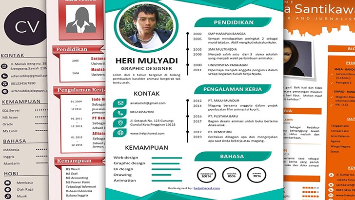 Jasa pembuatan CV kreatif dengan desain CV unik, template menarik untuk lamaran kerja