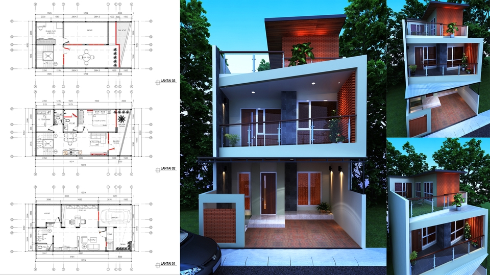 3D & Perspektif - JASA 3D ARSITEKTURE EKSTERIOR FACADE MURAH - 10