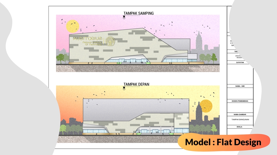 CAD Drawing - Visualisasi Site Plan, LayOut, Tampak bangunan by Corel/Photoshop -- Jasa Tugas Arsitektur - 5