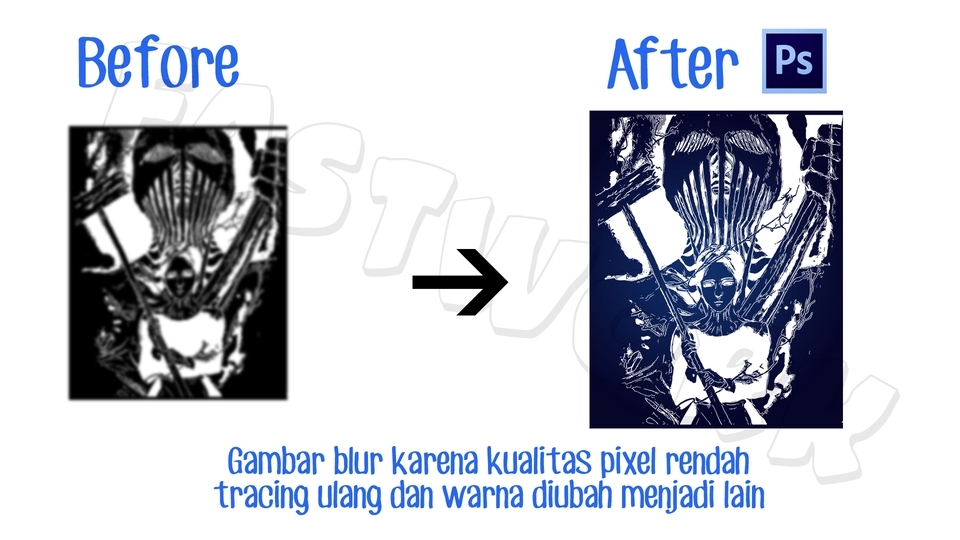 Edit Gambar & Photoshop - TRACING GAMBAR DARI KAOS,LOGO,TULISAN KE ILUSTRASI VECTOR DENGAN PHOTOSHOP - 1