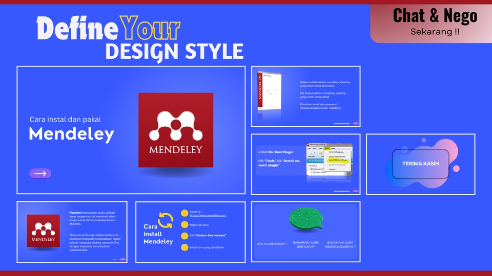 Jasa pembuatan presentasi powerpoint, desain presentasi Mendeley dengan harga terjangkau dan desain menarik.