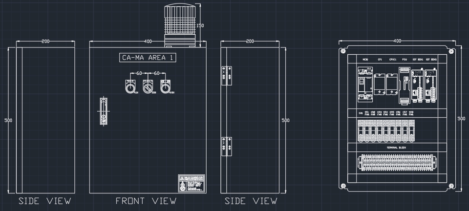Jasa drafter autocad murah, desain panel listrik area 1 dengan autocad, jasa gambar autocad freelance.