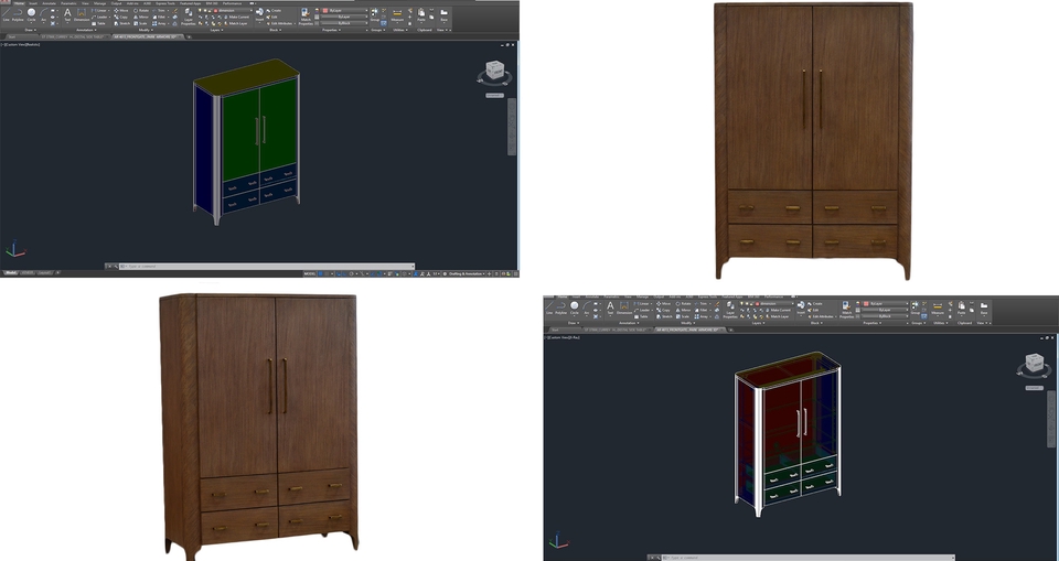 Desain Furniture - Gambar Teknik atau Gambar Kerja Furniture 2D dan Rendering 3D - 5