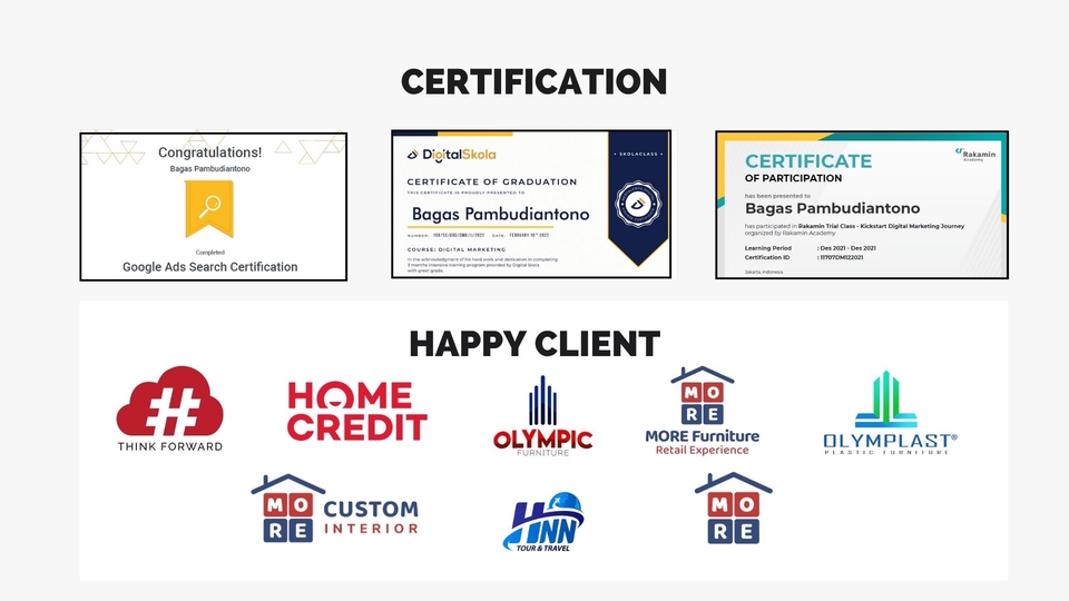 Jasa Digital Marketing: Contoh Sertifikat dan Logo Pelanggan Kami.