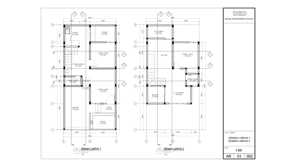 CAD Drawing - Gambar Kerja Rumah Tinggal Mulai dari Rp. 10.000/m2 (Harga bisa dinego) - 2